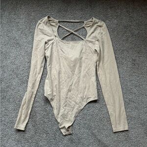 American eagle Beige Long Sleeve Bodysuit